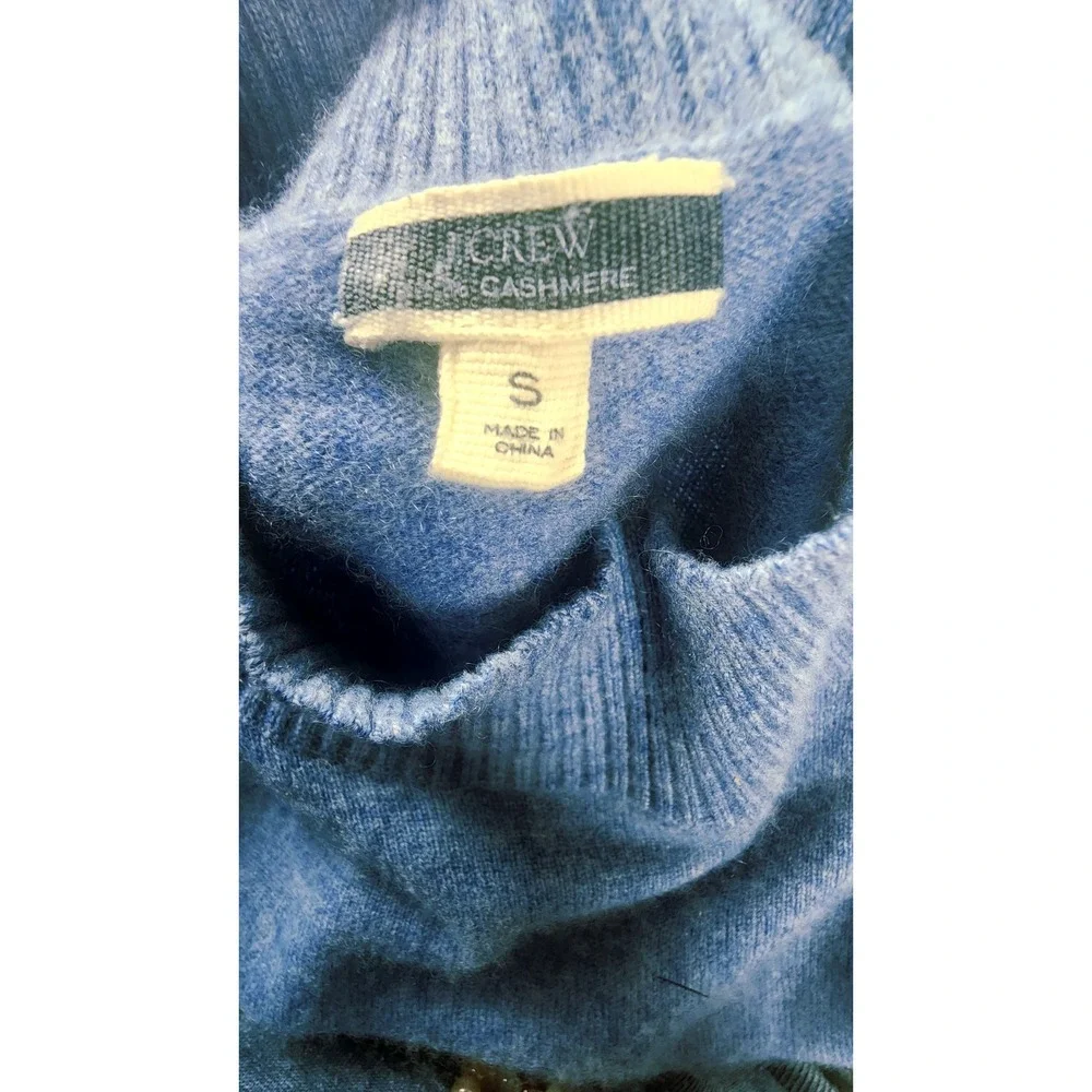 J.Crew 100% Cashmere Mock Neck Sweater Cornflower Blue Heathered Small